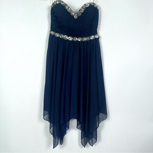 2/$30 My Michelle Juniors Strapless Navy Formal Dress – New With Tags FLAWED ⚠️